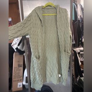 Sage green knit duster cardigan